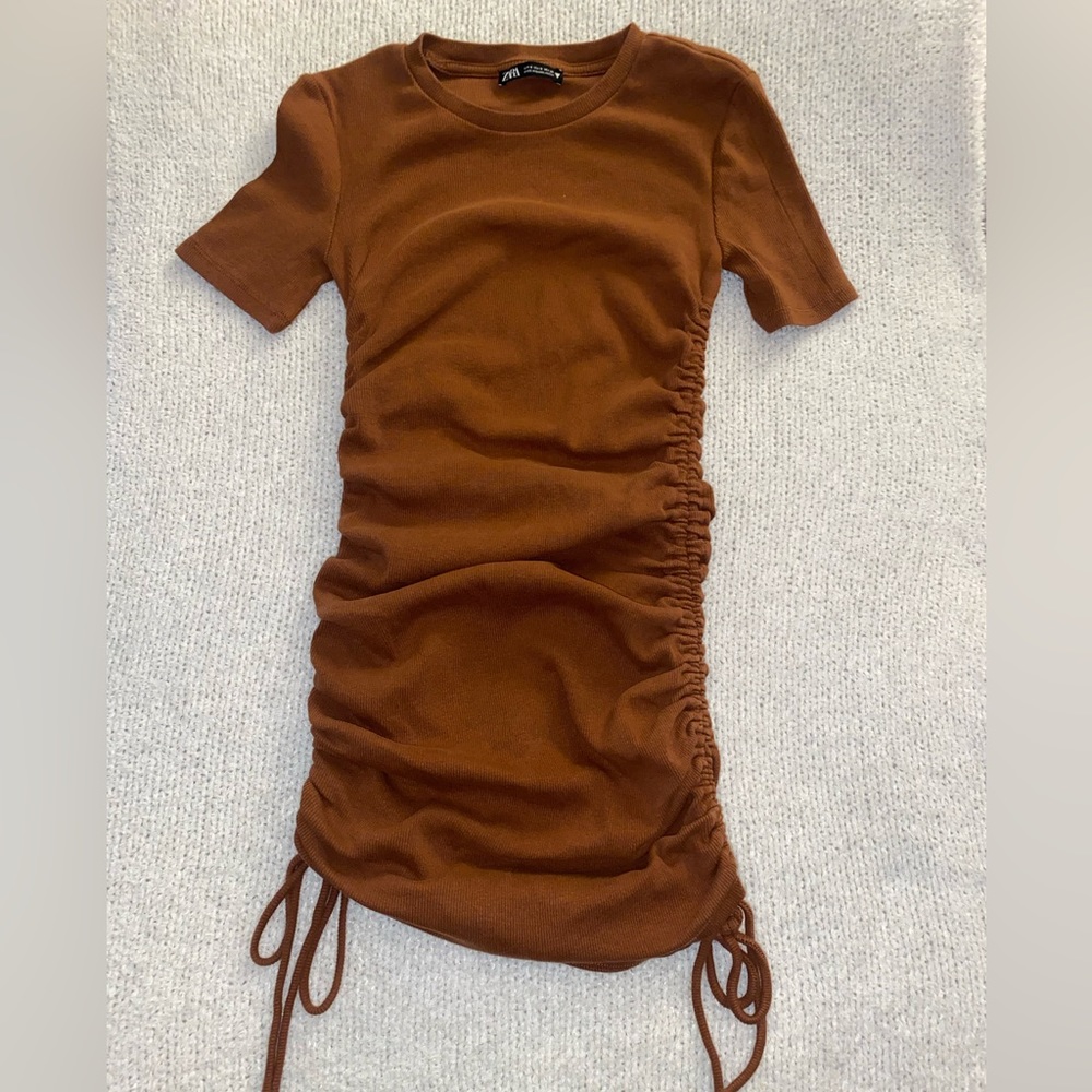 Zara Ruched Ribbed Dress - Gem